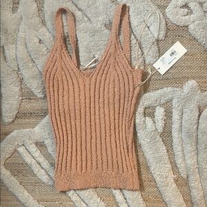 Dreamers Salmon Ribbed Sleeveless Tank Top